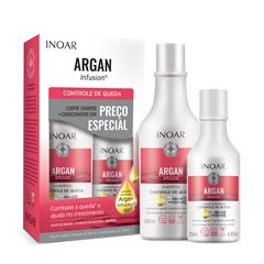 SHAMPOO 500ML + CONDICIONADOR 250ML INOAR ARGAN INFUSION CONTROLE DE QUEDA