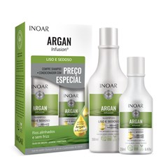 SHAMPOO 500ML + CONDICIONADOR 250ML INOAR ARGAN INFUSION LISO E SEDOSO